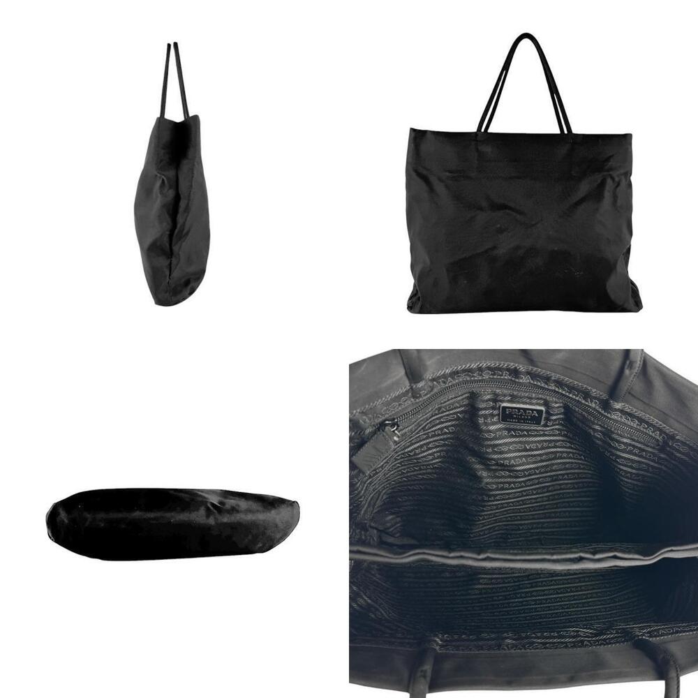 Prada nylon bag black silver handbag tote